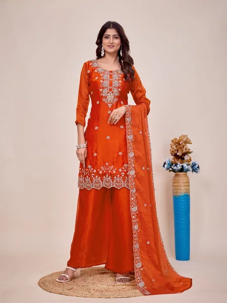 Krishna Vol 2 Designer Moss Silk Plazzo Suit Set Wholesale Collection
